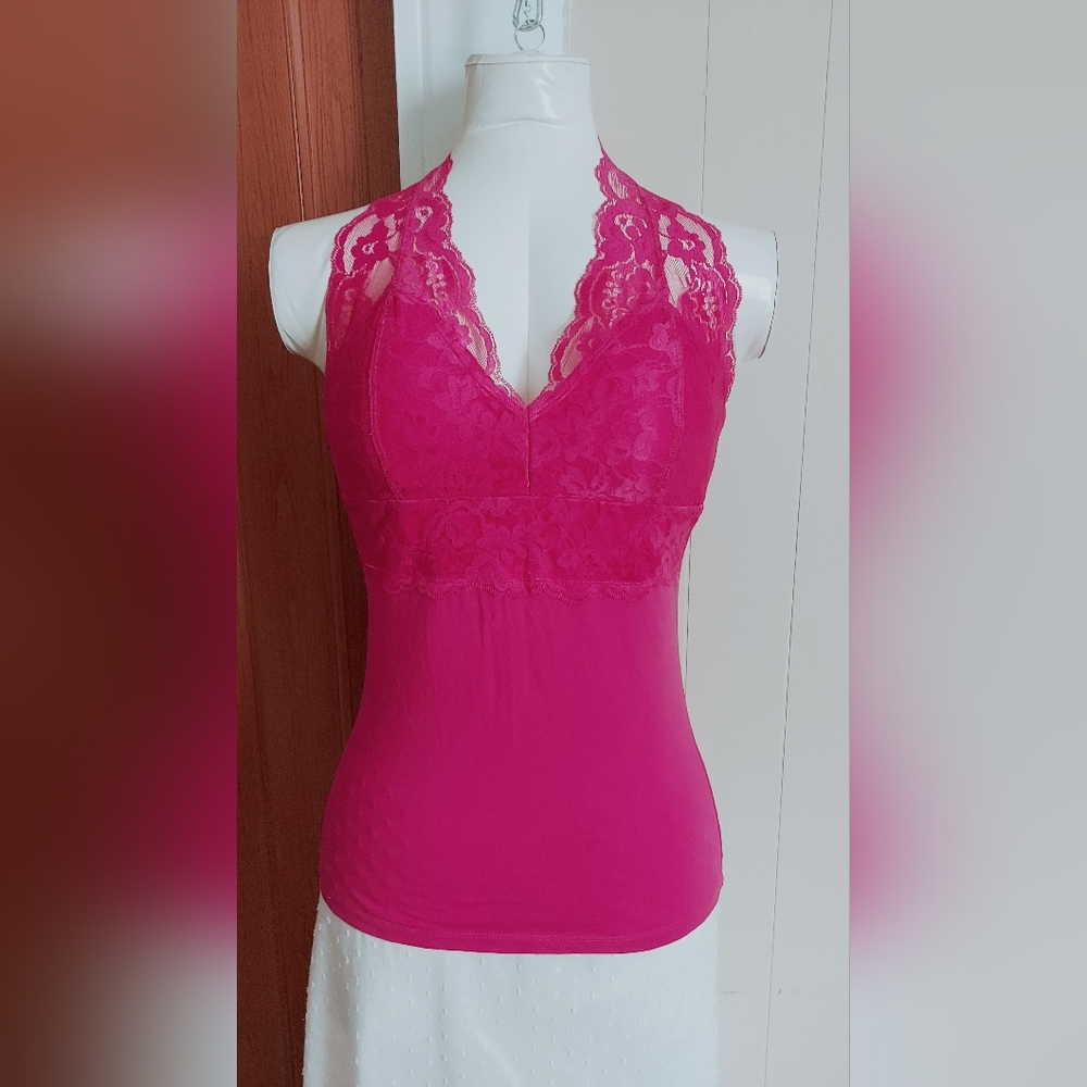 Halter Neck Basic Pink Top Size S